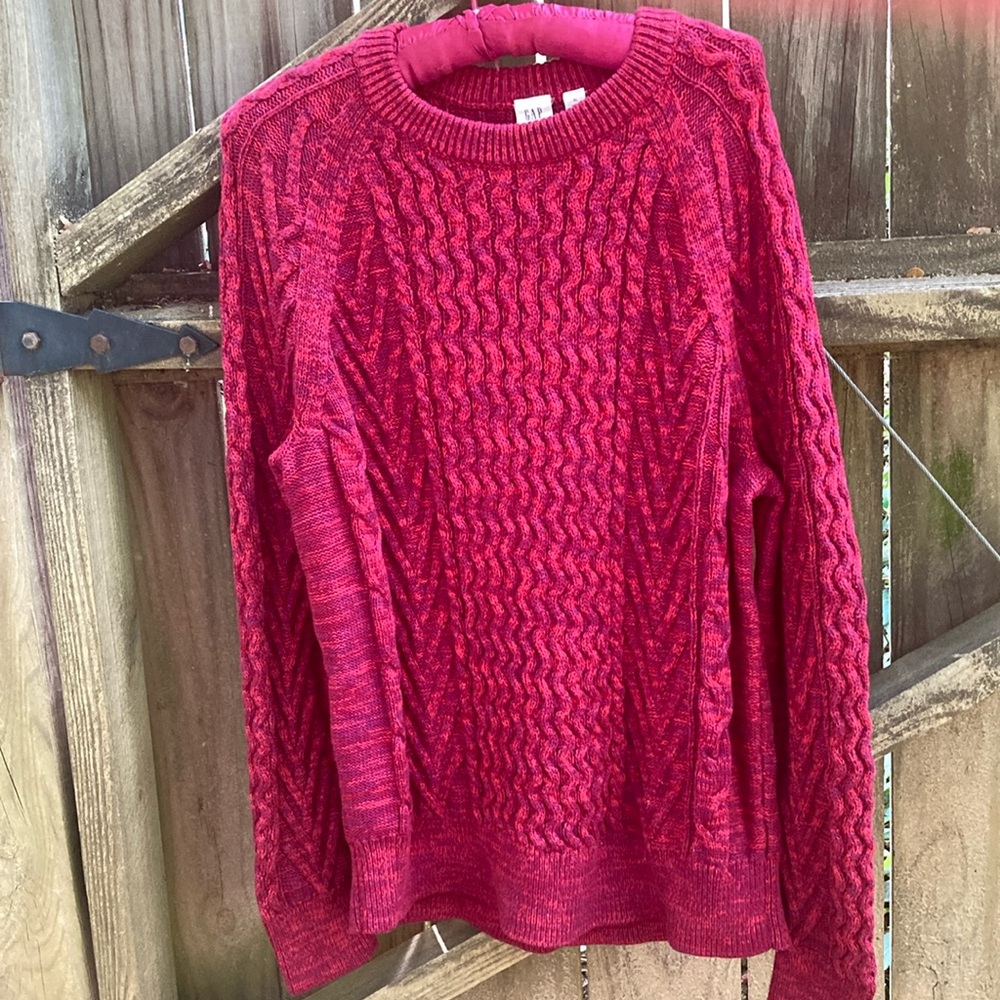 Gap red and purple cable knit sweater